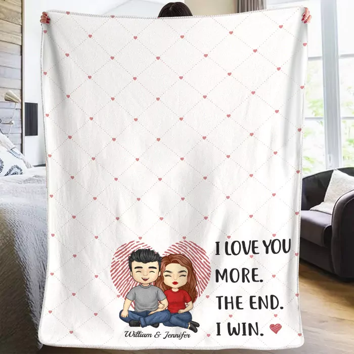 i love you more couple personalized custom blanket gift for husban blanket 1