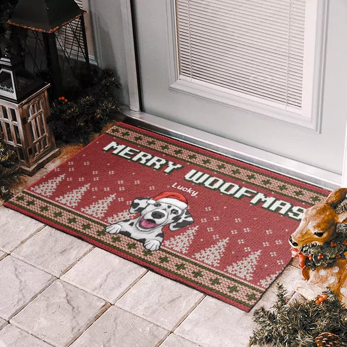 merry woofmas personalized decorative mat rug