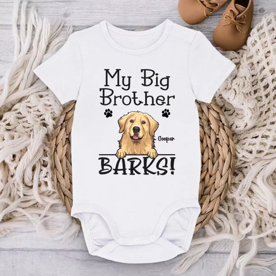 my big brothers bark dog personalized custom baby onesie baby show onesie 1