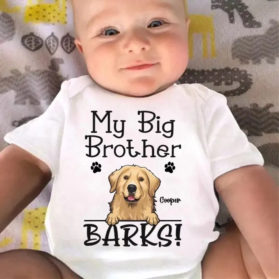 my big brothers bark dog personalized custom baby onesie baby show onesie 1