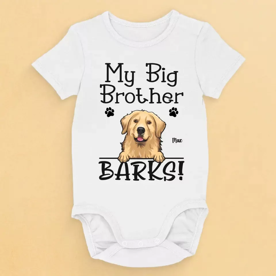 my big brothers bark dog personalized custom baby onesie baby show onesie 1