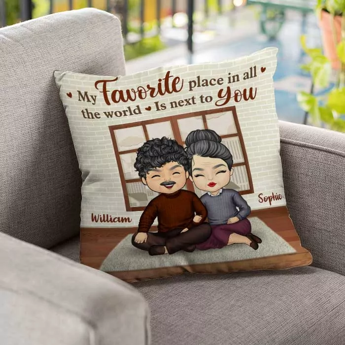 my favorite place in the world is next to you gift for couples pers pillow
