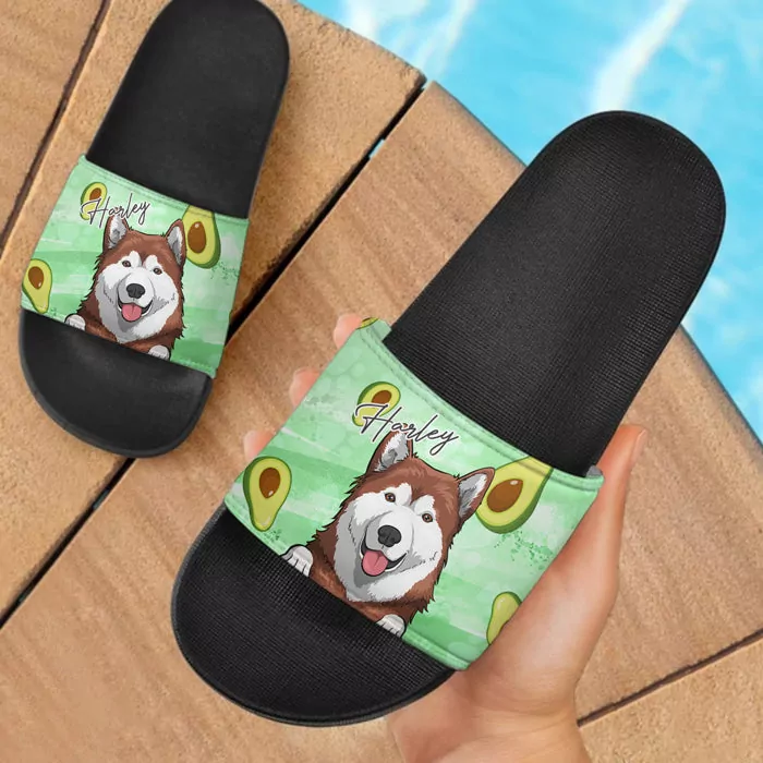my fur baby personalized slide sandals slippers gift for pet love slippers