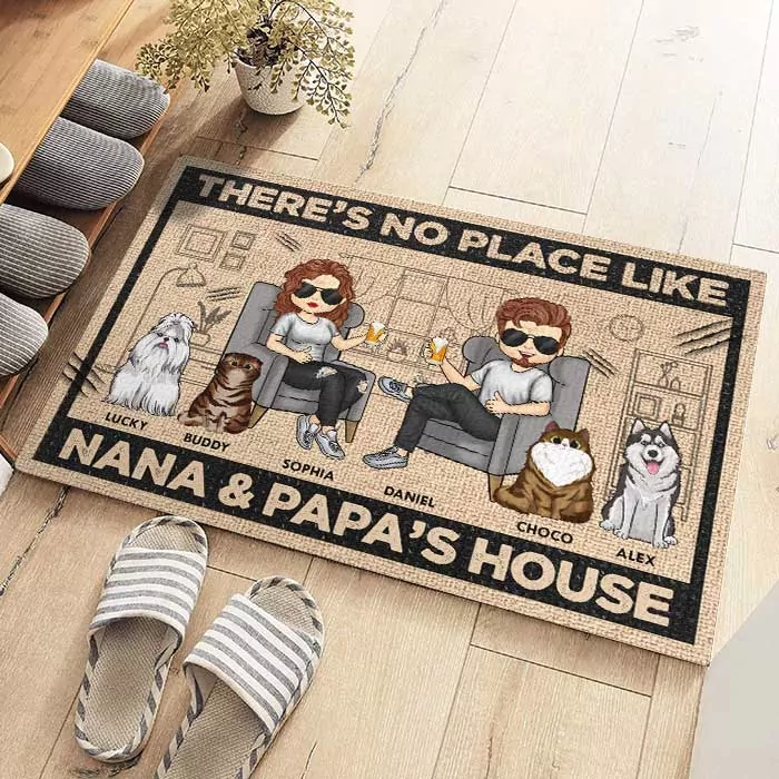 there s no place like nana papa s house gift for couples husband rug 1