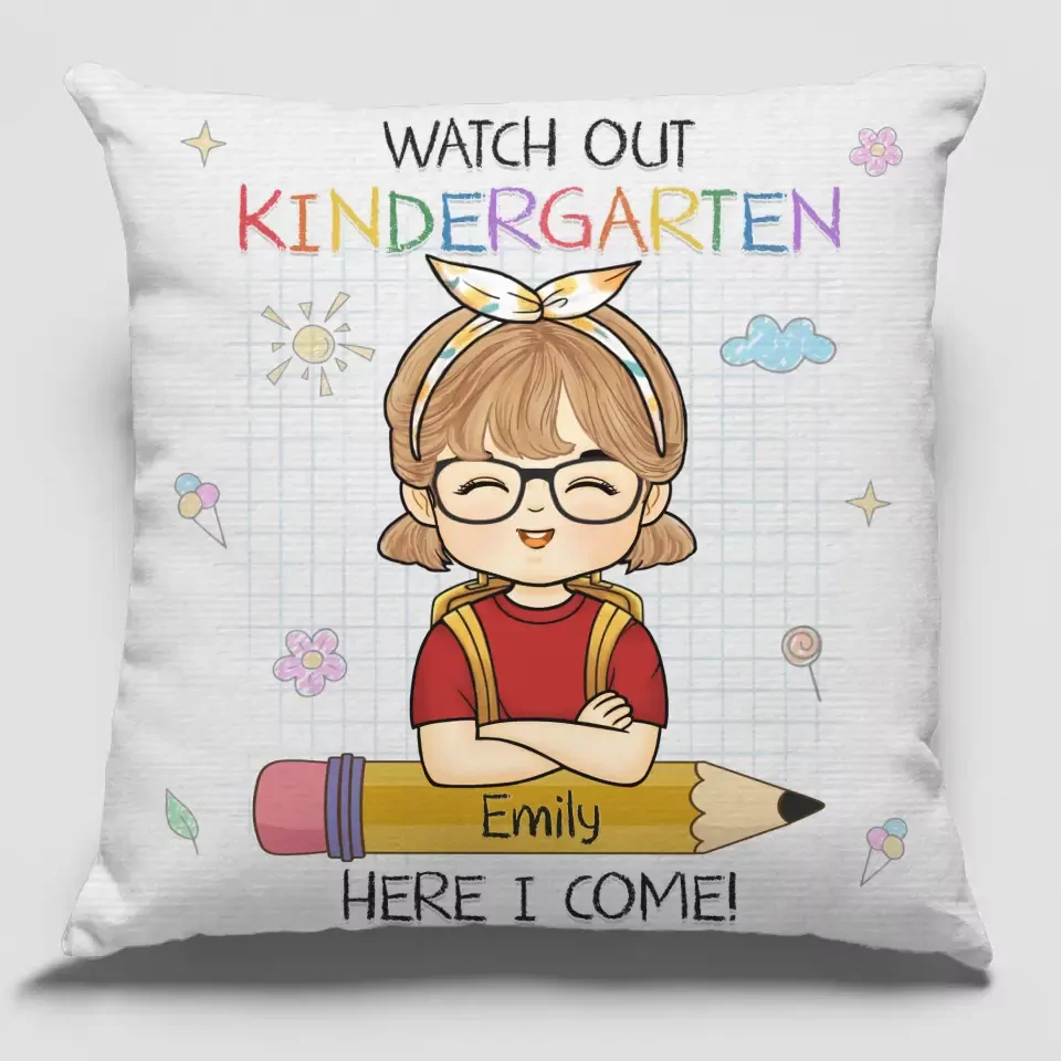 watch out kindergarten here i come personalized custom kid pillow pillow