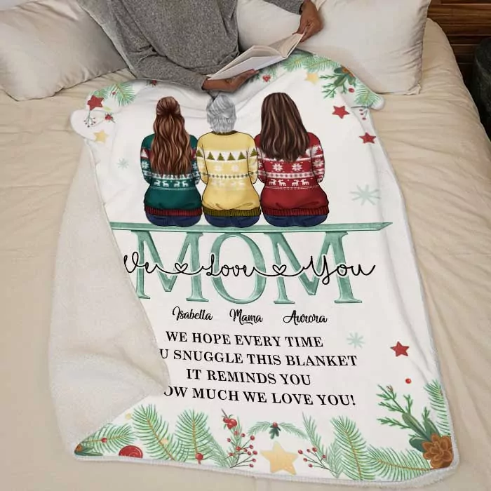 we love you mom personalized custom blanket gift for family chri blanket 1