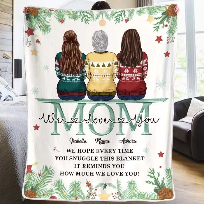 we love you mom personalized custom blanket gift for family chri blanket 1