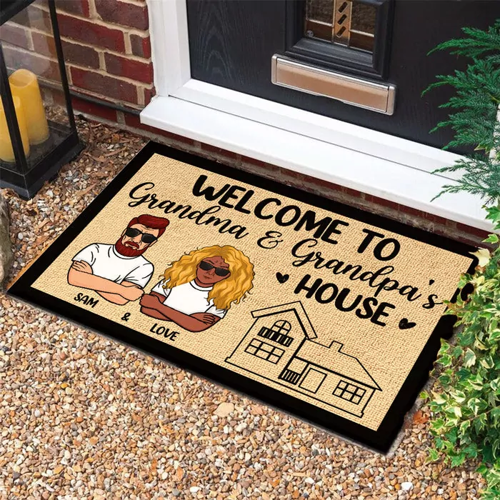 welcome to grandma and grandpa s house personalized decorative mat rug