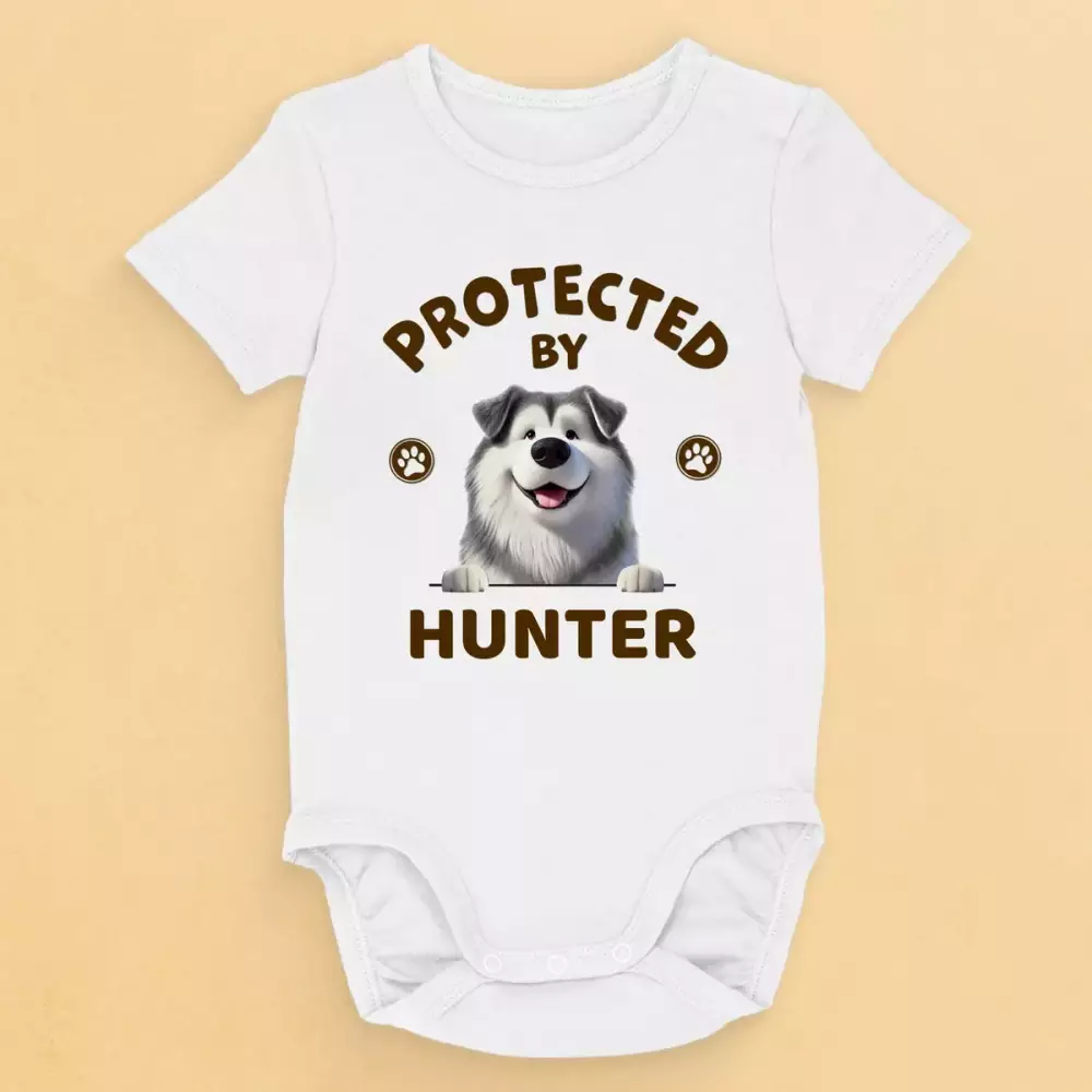 well protected by furry friends dog personalized custom baby onesie onesie