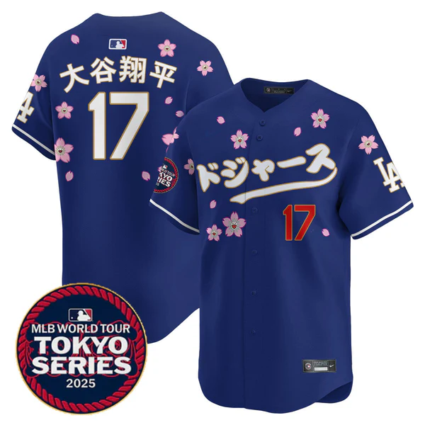 17 shohei ohtani kanji los angeles dodgers cherry blossom tokyo series 2025 vapor limited jersey