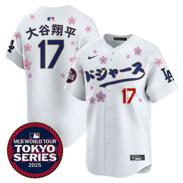 17 shohei ohtani kanji los angeles dodgers cherry blossom tokyo series 2025 vapor limited jersey