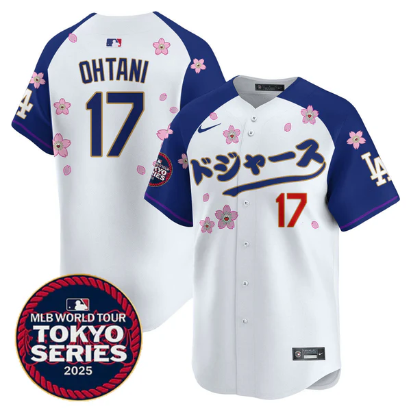 17 shohei ohtani kanji los angeles dodgers cherry blossom tokyo series 2025 vapor limited jersey