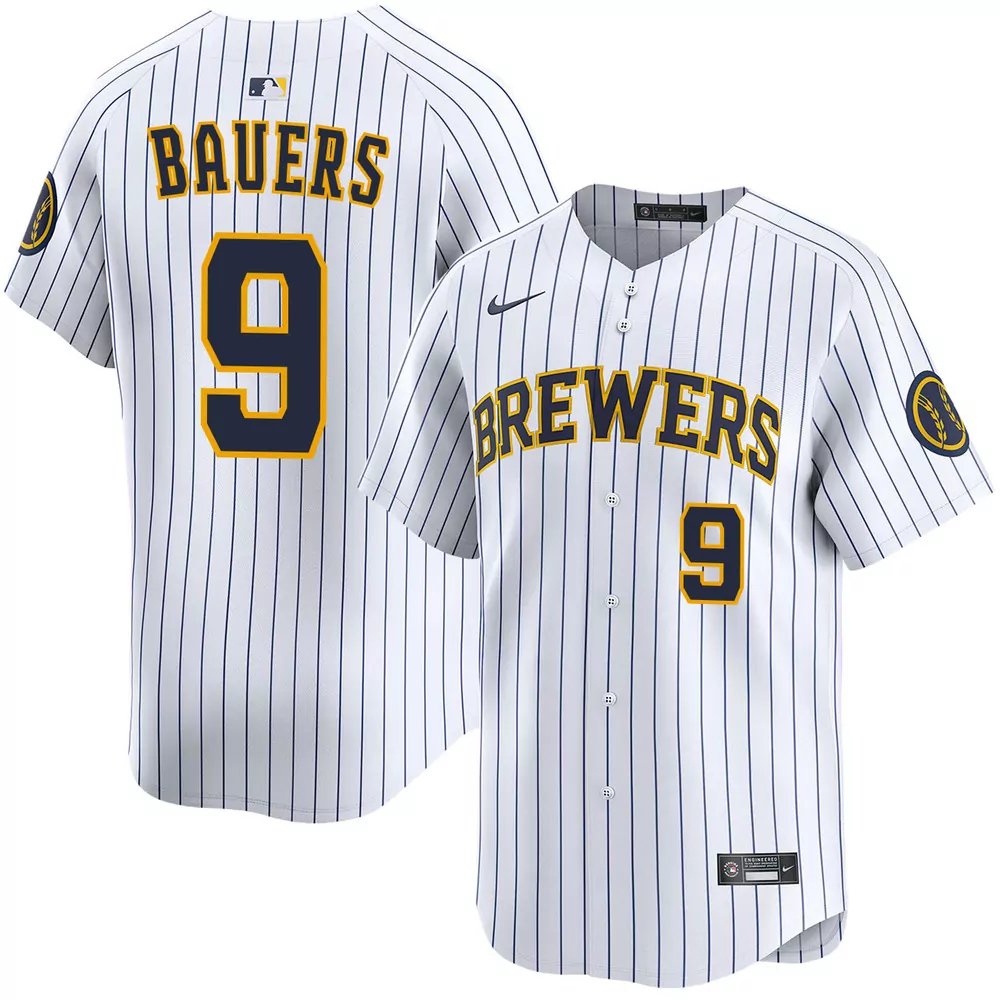 jake bauers milwaukee brewers alternate navy jersey