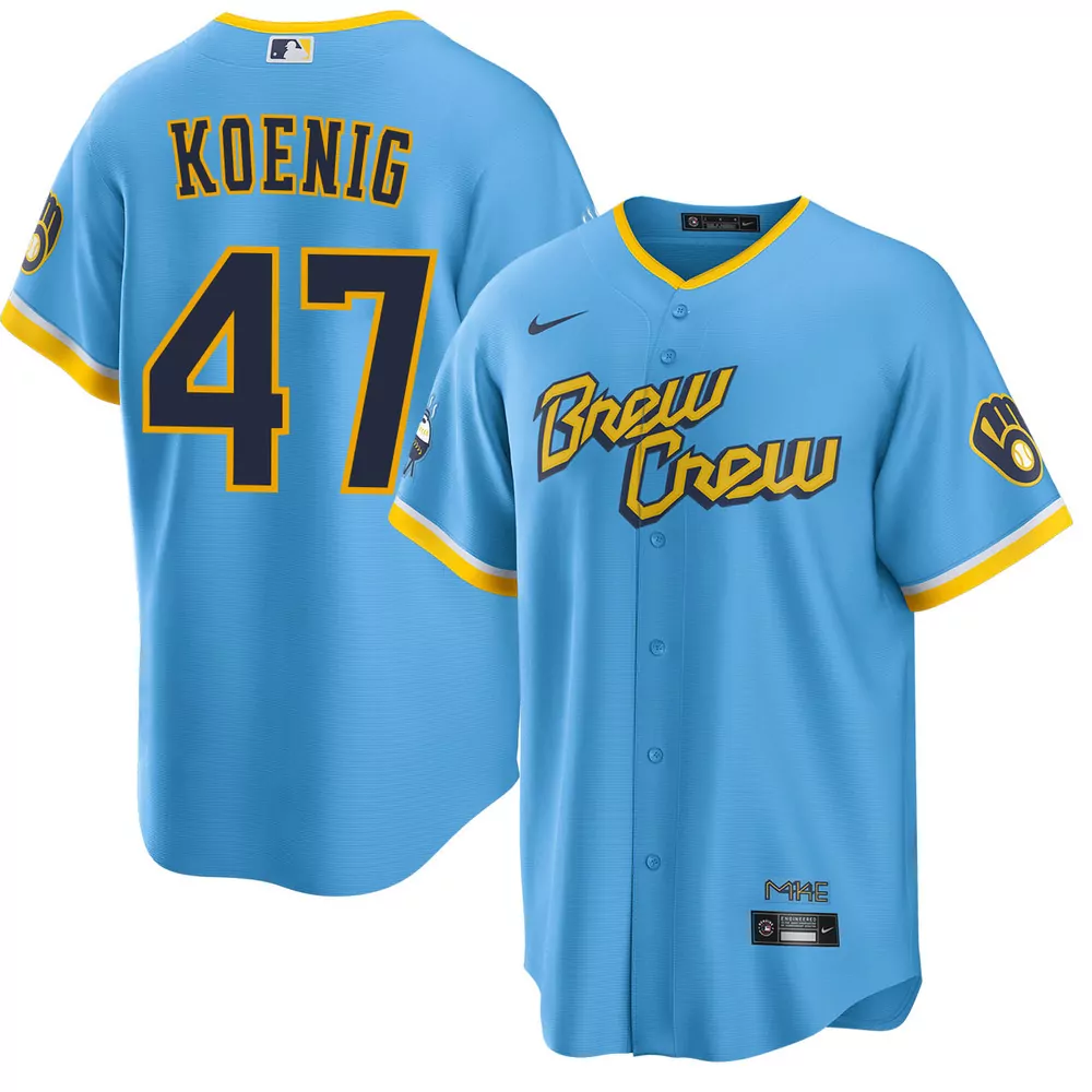 jared koenig milwaukee brewers alternate white limited jersey
