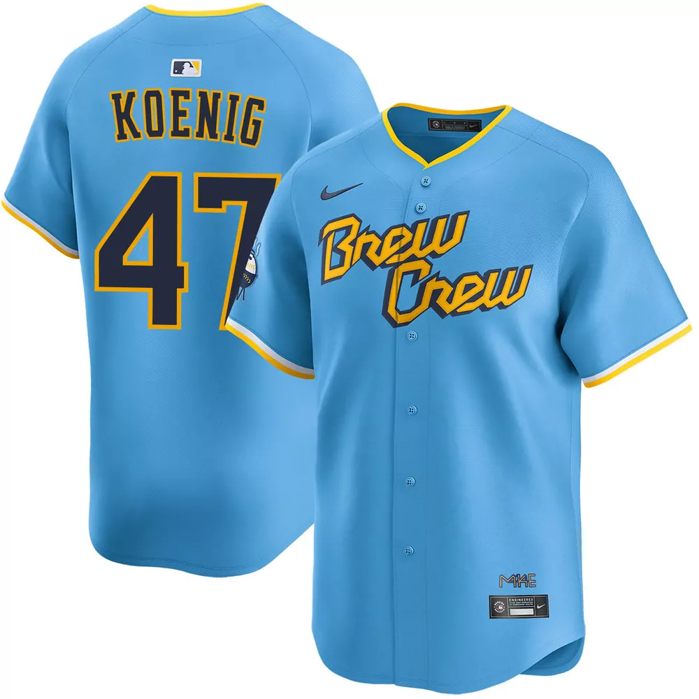 jared koenig milwaukee brewers alternate white limited jersey