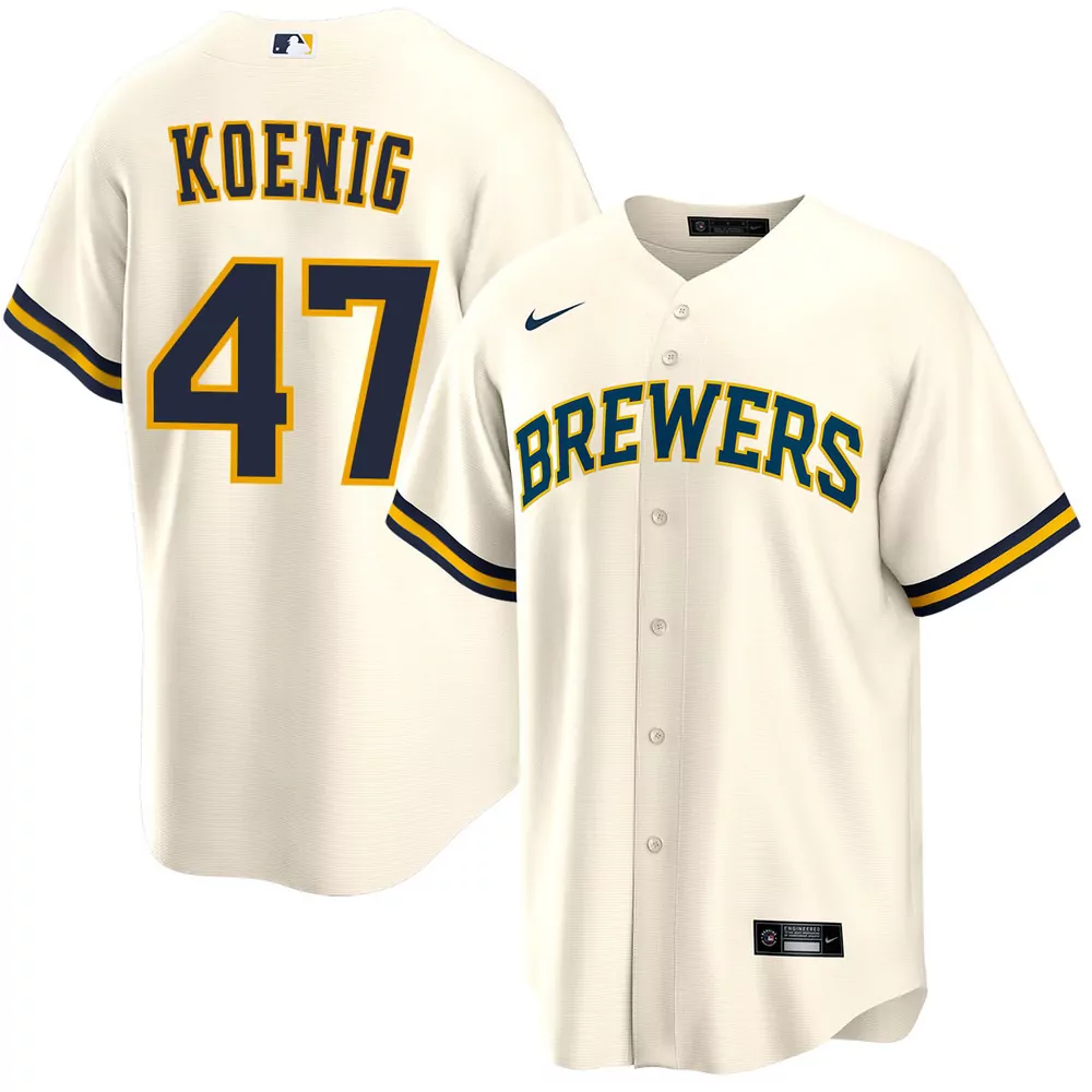 jared koenig milwaukee brewers alternate white limited jersey