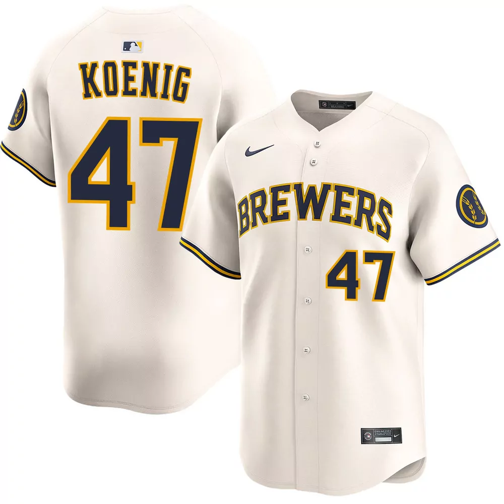 jared koenig milwaukee brewers alternate white limited jersey