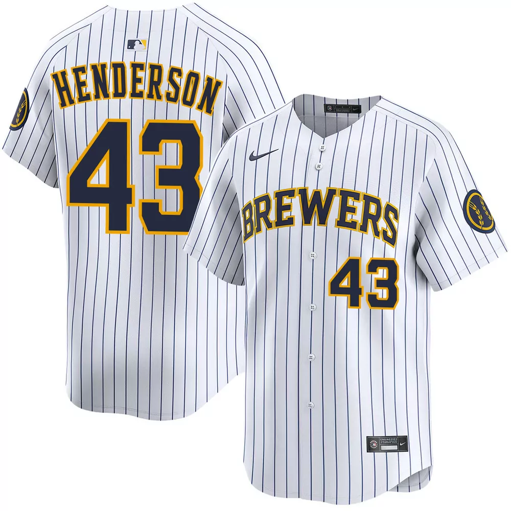 logan henderson milwaukee brewers alternate navy jersey