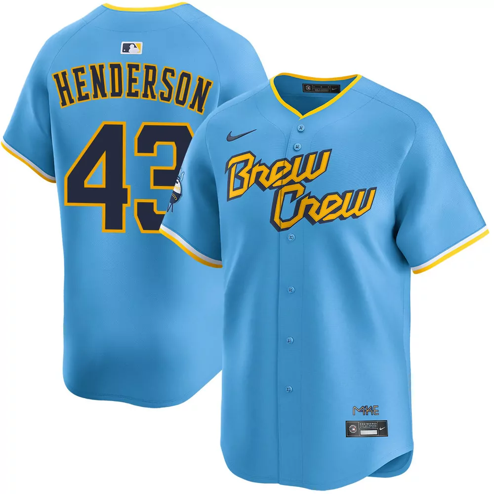 logan henderson milwaukee brewers alternate navy jersey