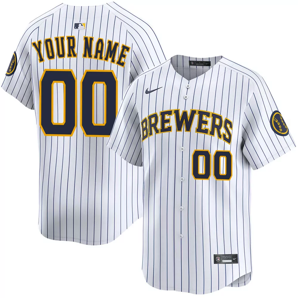 milwaukee brewers personalized alternate navy jersey