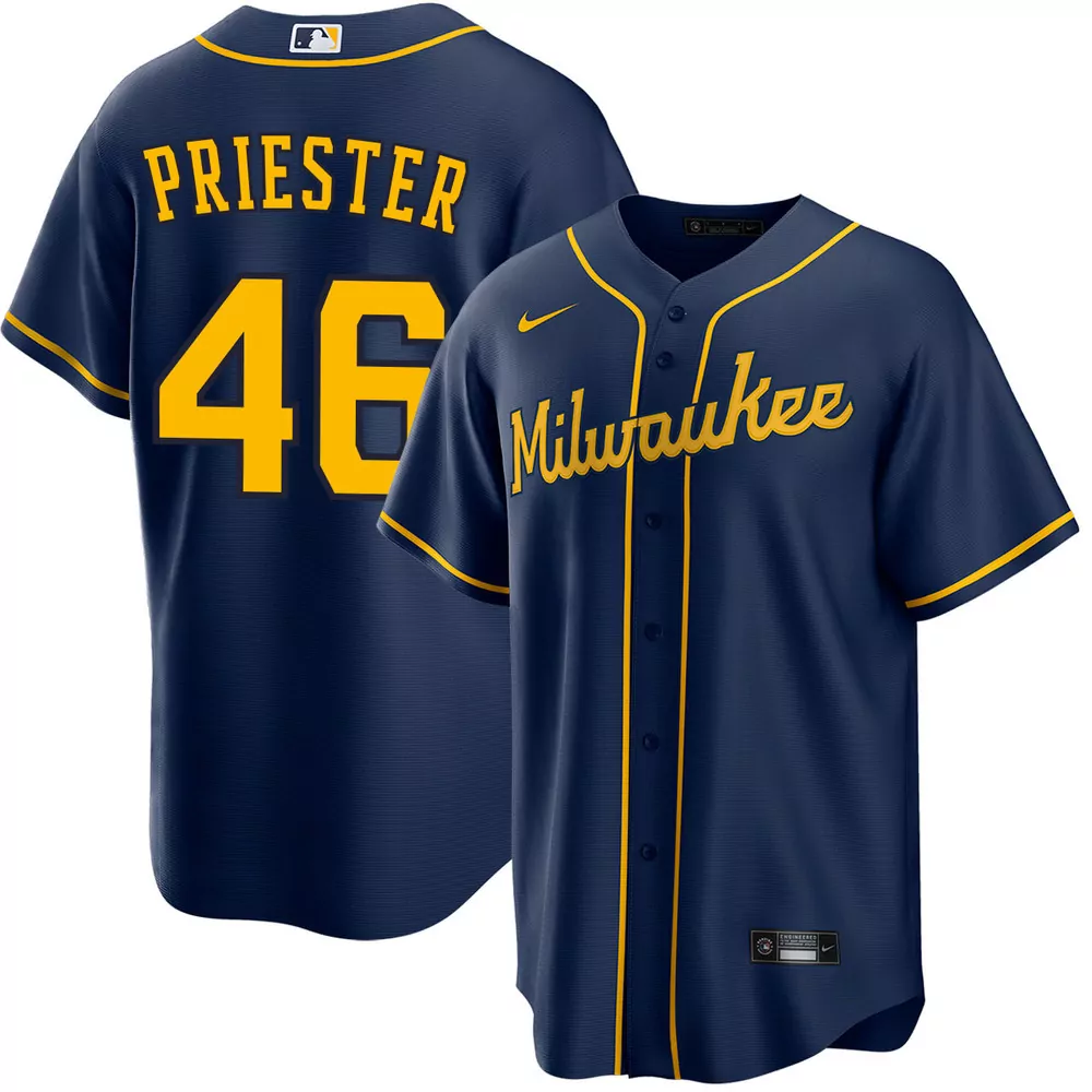 pat murphy milwaukee brewers home ivory jersey