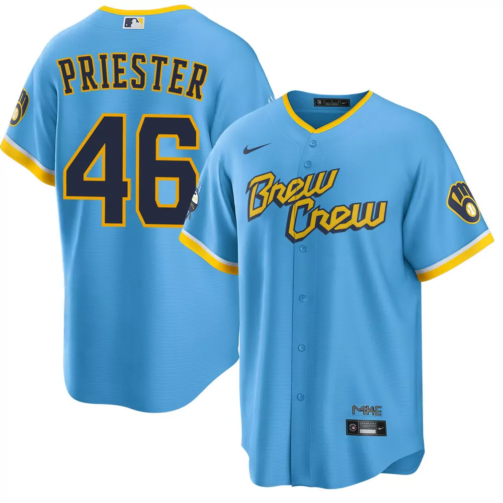 quinn priester milwaukee brewers alternate white limited jersey