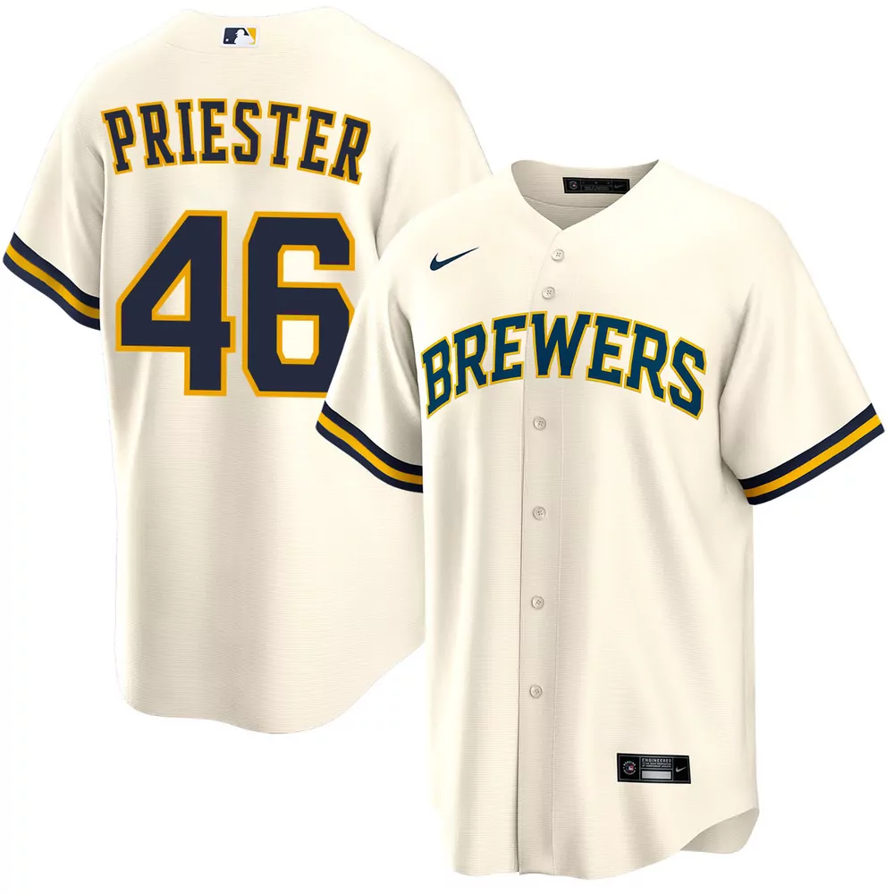 quinn priester milwaukee brewers alternate white limited jersey