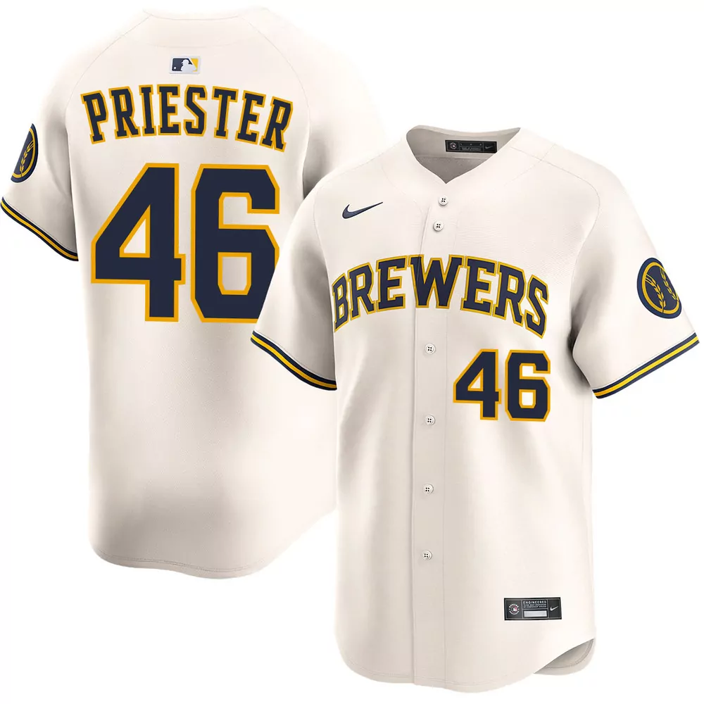 quinn priester milwaukee brewers alternate white limited jersey