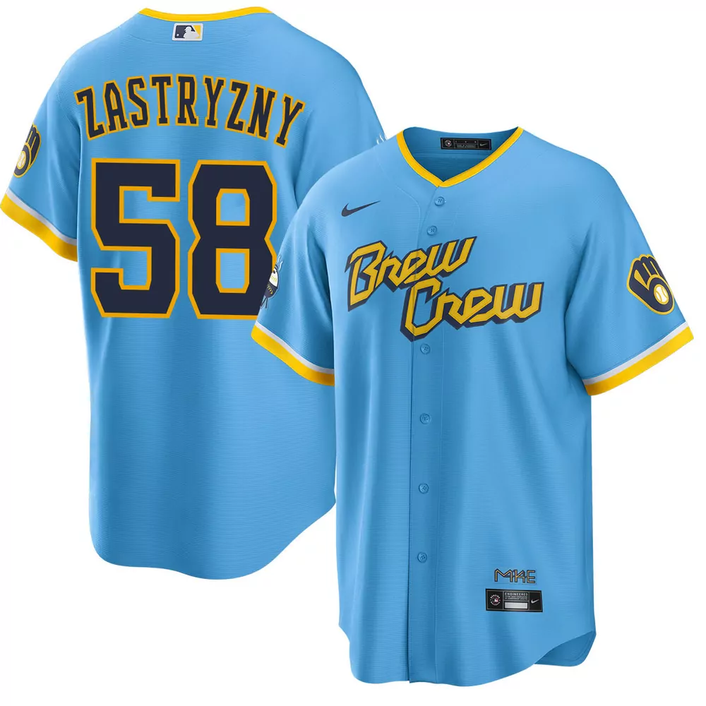 rob zastryzny milwaukee brewers alternate navy limited jersey