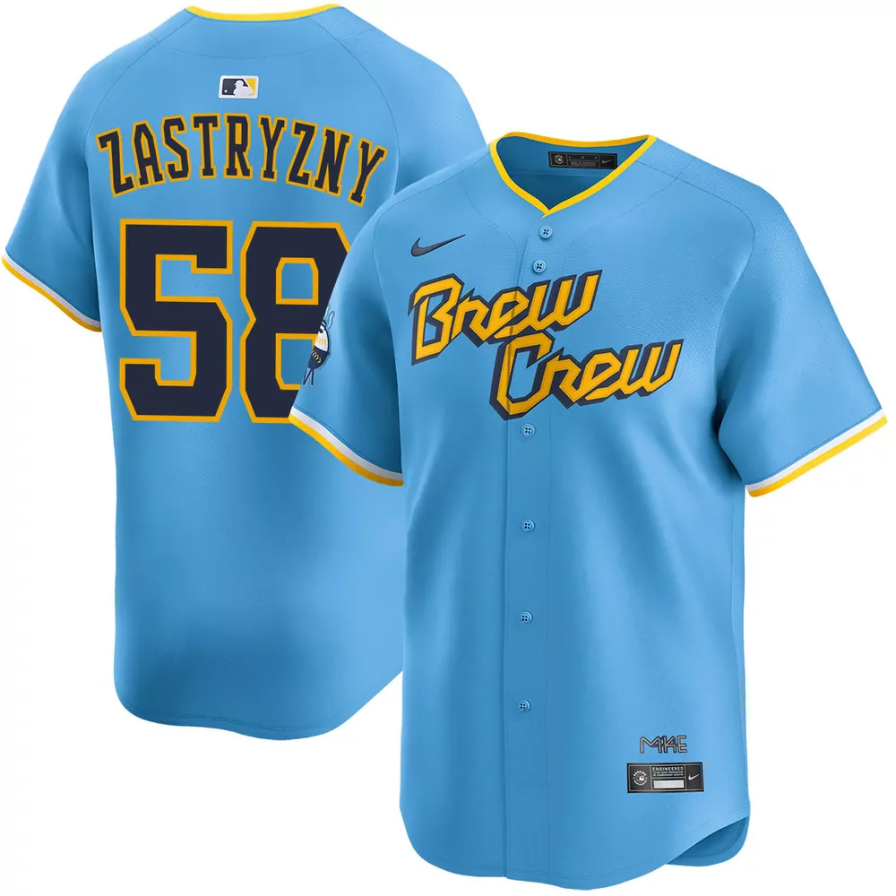rob zastryzny milwaukee brewers alternate navy limited jersey