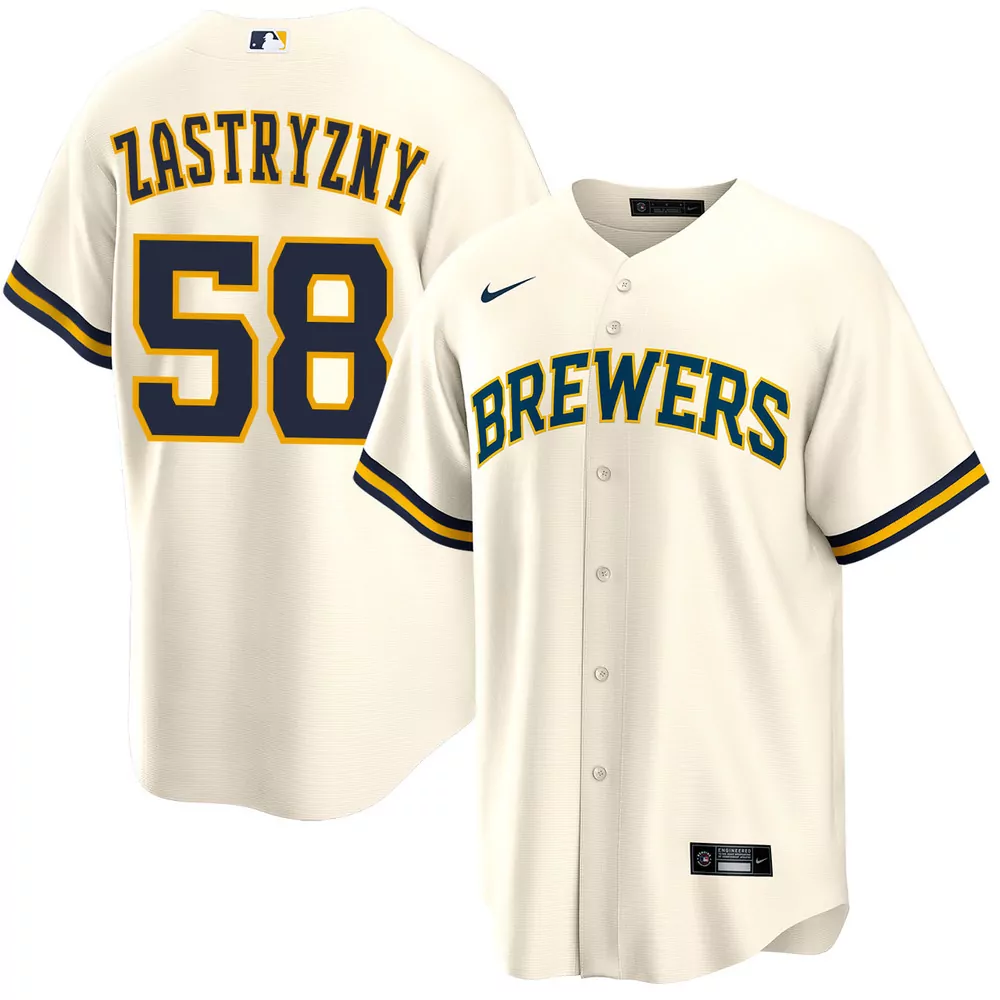 rob zastryzny milwaukee brewers alternate navy limited jersey