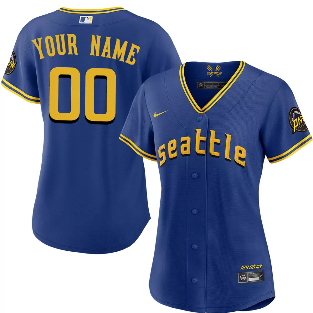 seattle mariners personalized road navy jersey