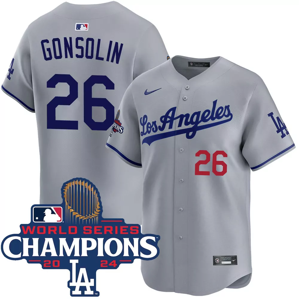 tony gonsolin los angeles dodgers home world series champions gold jersey