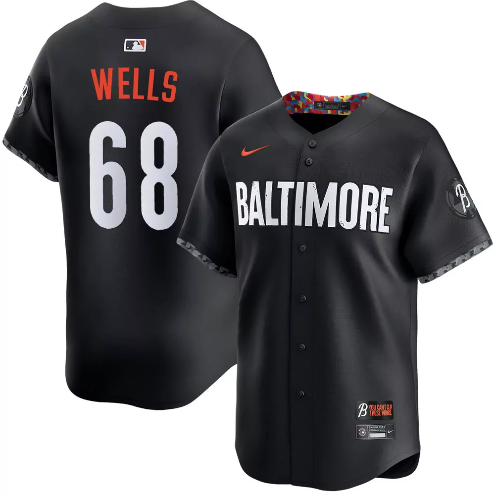 tyler wells baltimore orioles alternate black limited jersey
