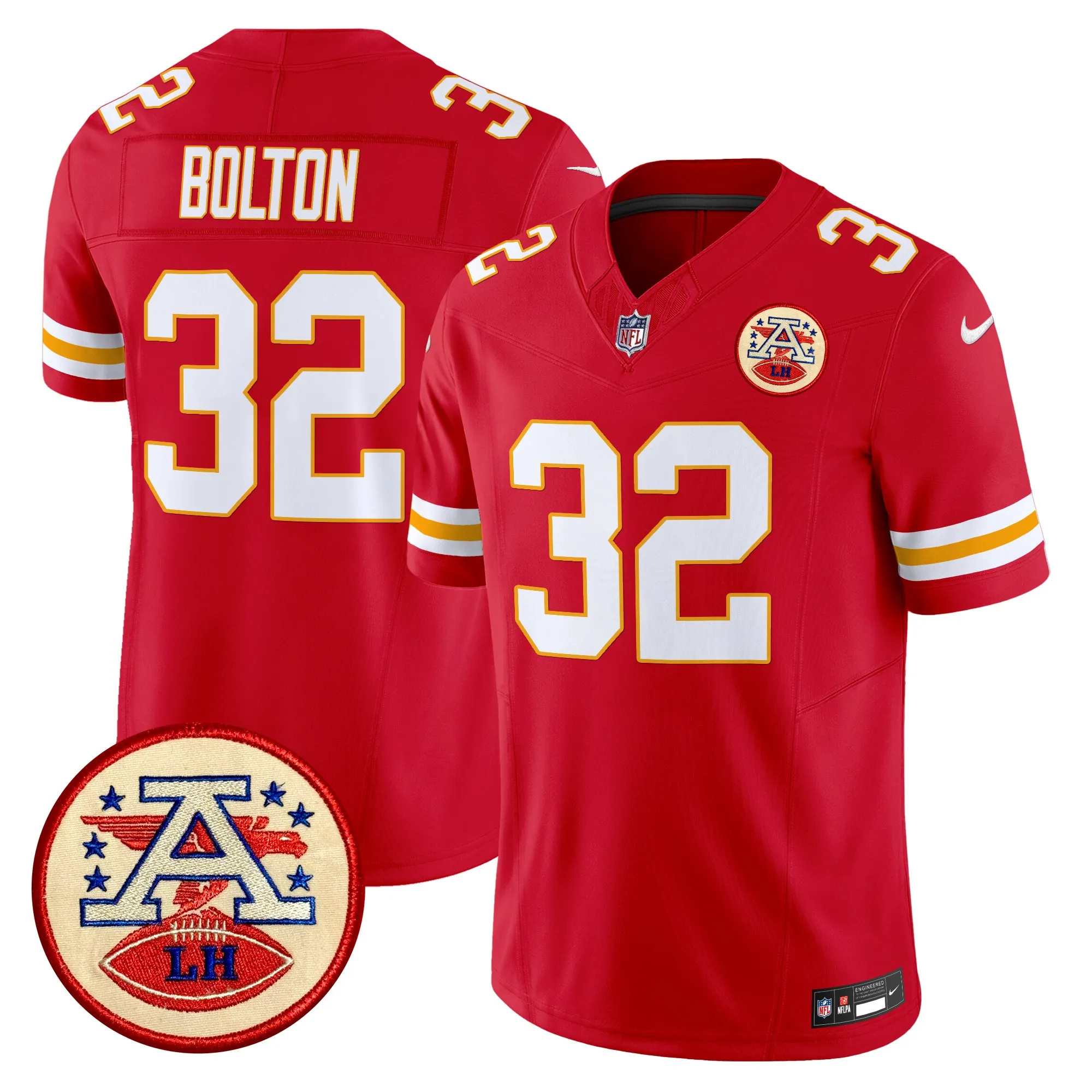bolton 32 kansas city chiefs lamar hunt patch vapor limited custom jersey all stitched black