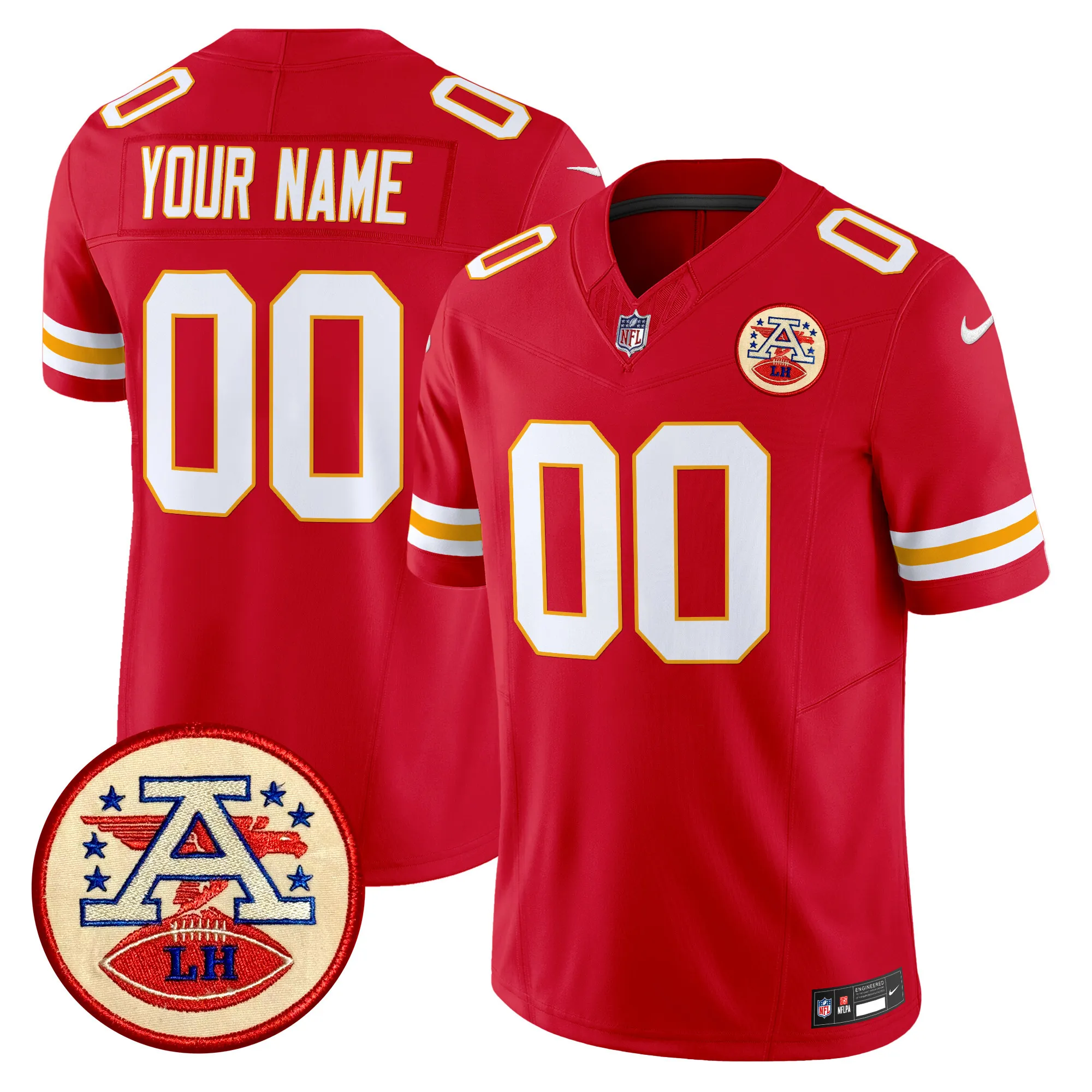 kansas city chiefs 2024 lamar hunt patch vapor limited custom jersey red