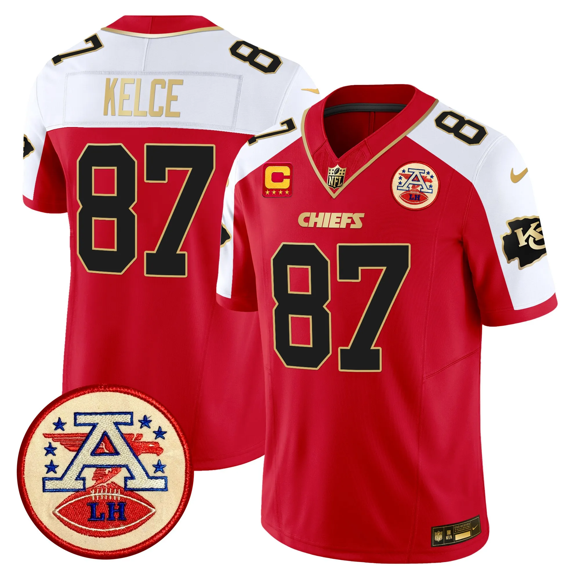 kansas city chiefs 2024 lamar hunt patch vapor limited custom jersey red