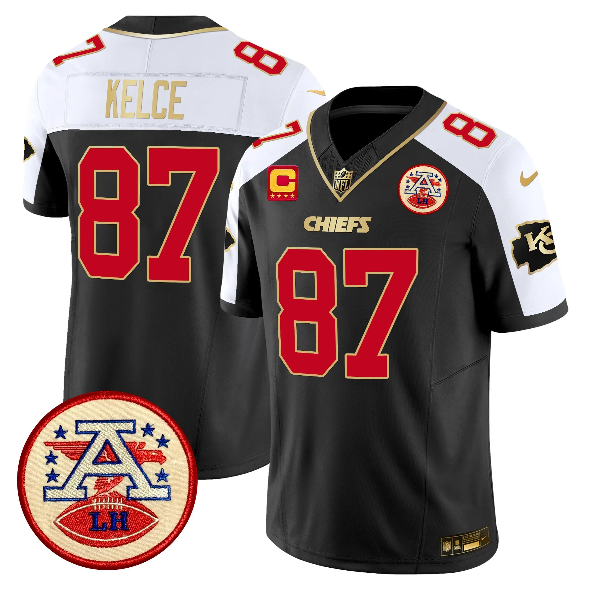 kansas city chiefs 2024 lamar hunt patch vapor limited custom jersey red