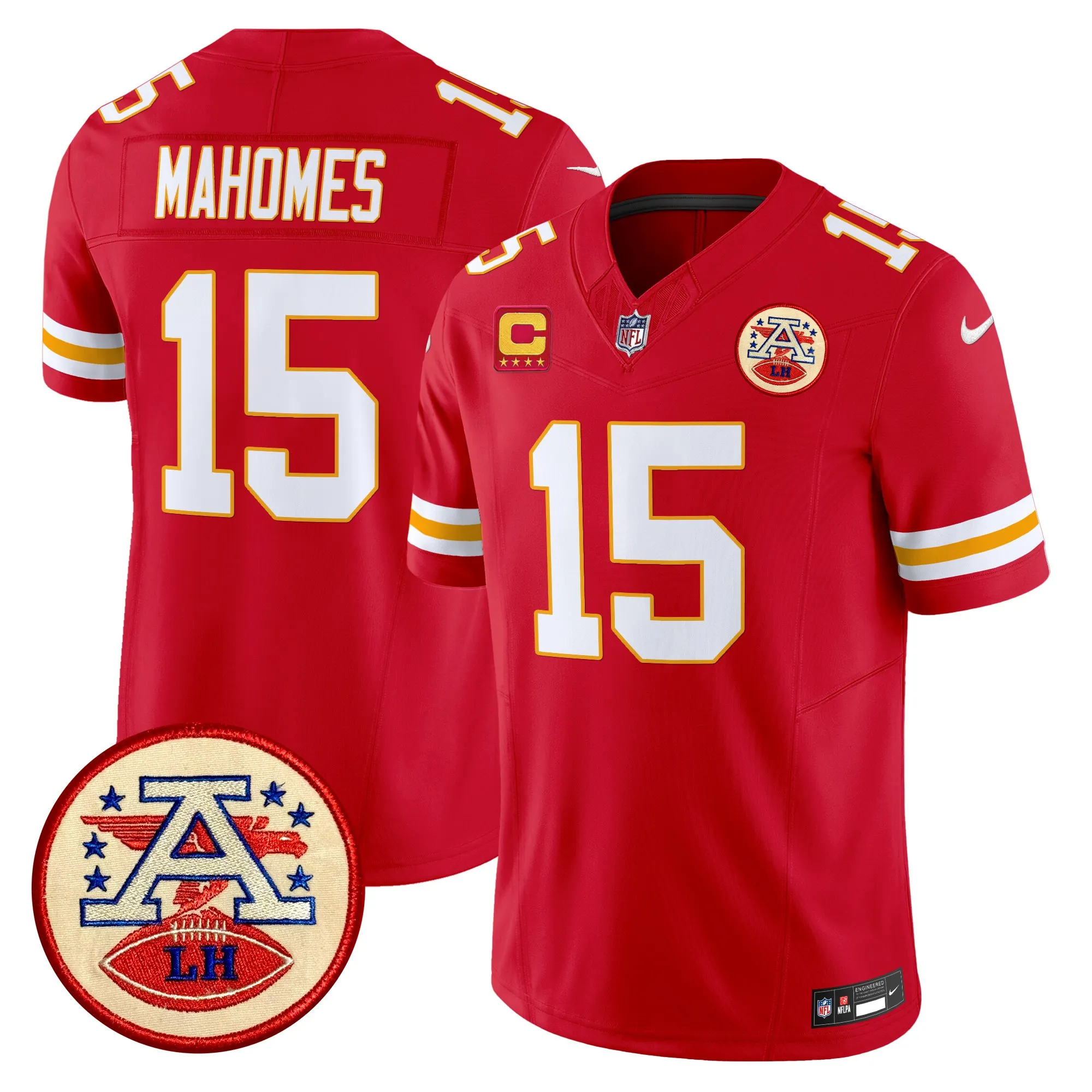 mahomes 15 kansas city chiefs lamar hunt patch vapor jersey all stitched red
