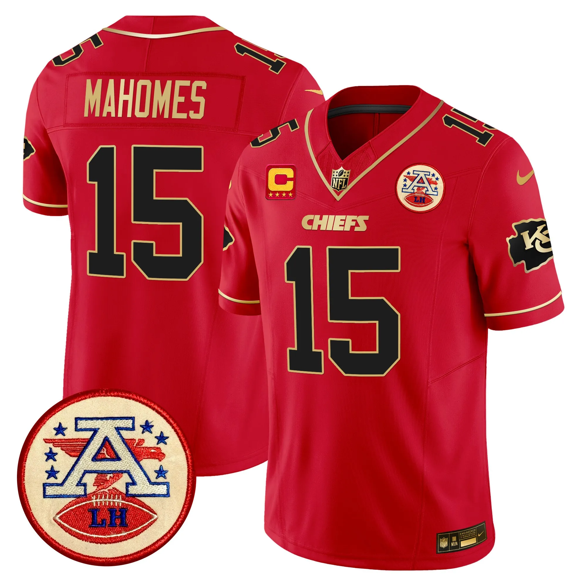 mahomes 15 kansas city chiefs lamar hunt patch vapor jersey all stitched red