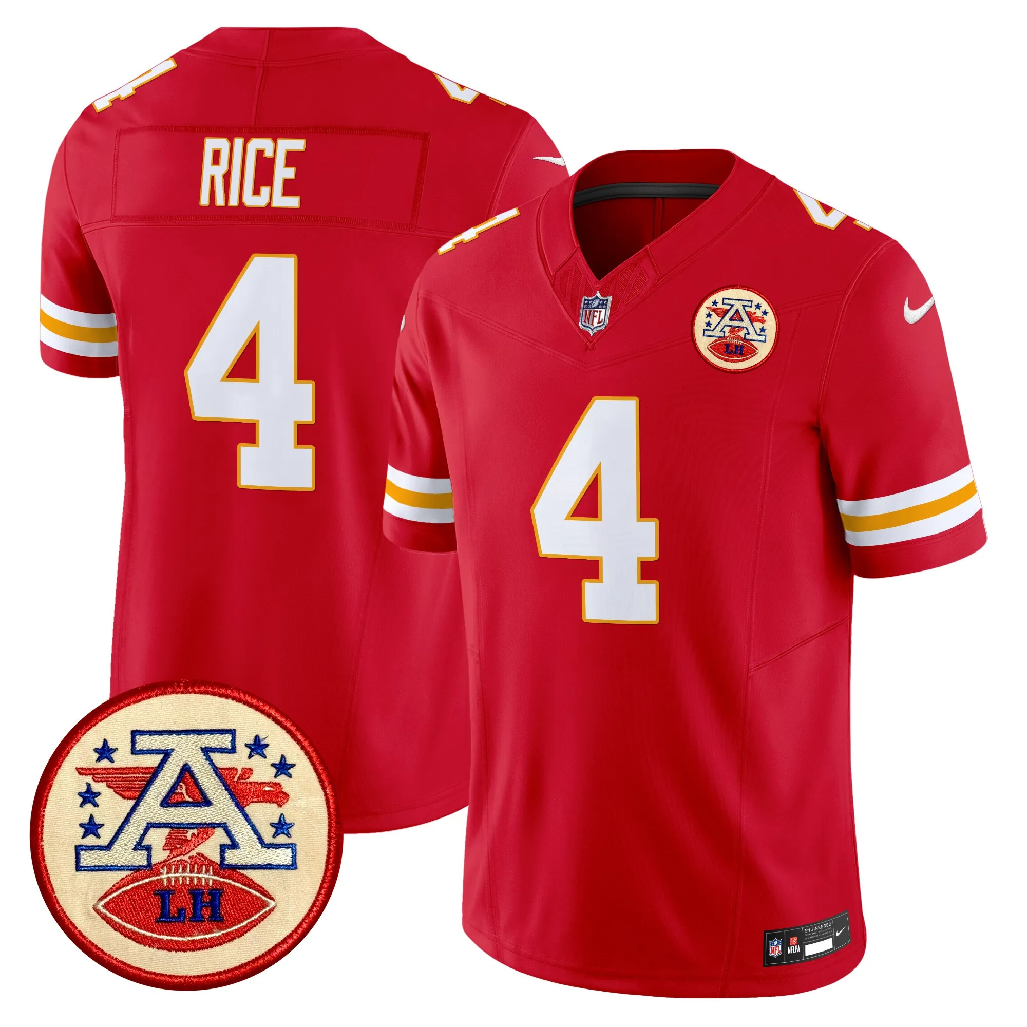 rice 4 kansas city chiefs lamar hunt patch vapor limited jersey all stitched