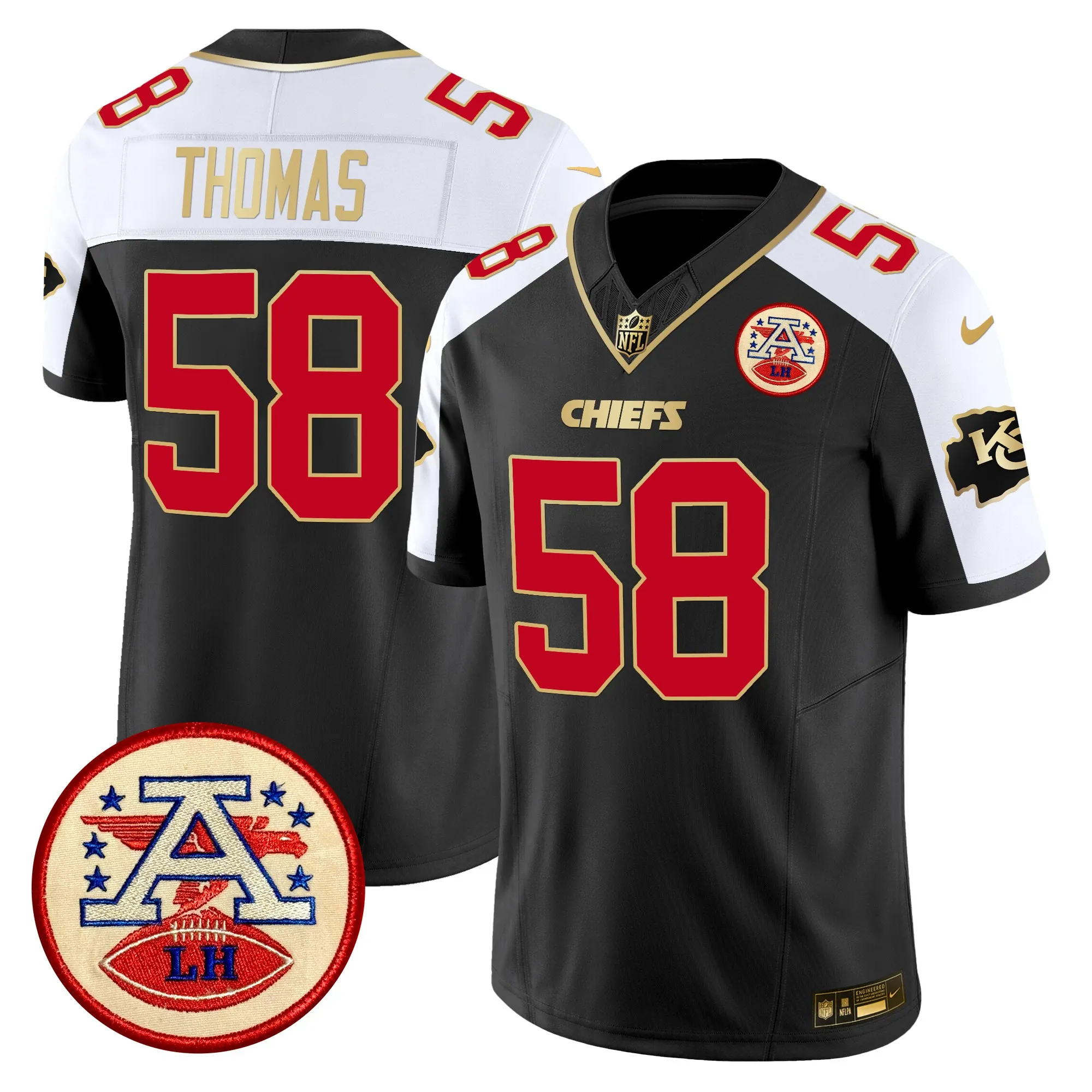 thomas 58 kansas city chiefs 2024 lamar hunt patch vapor limited jersey all stitched red
