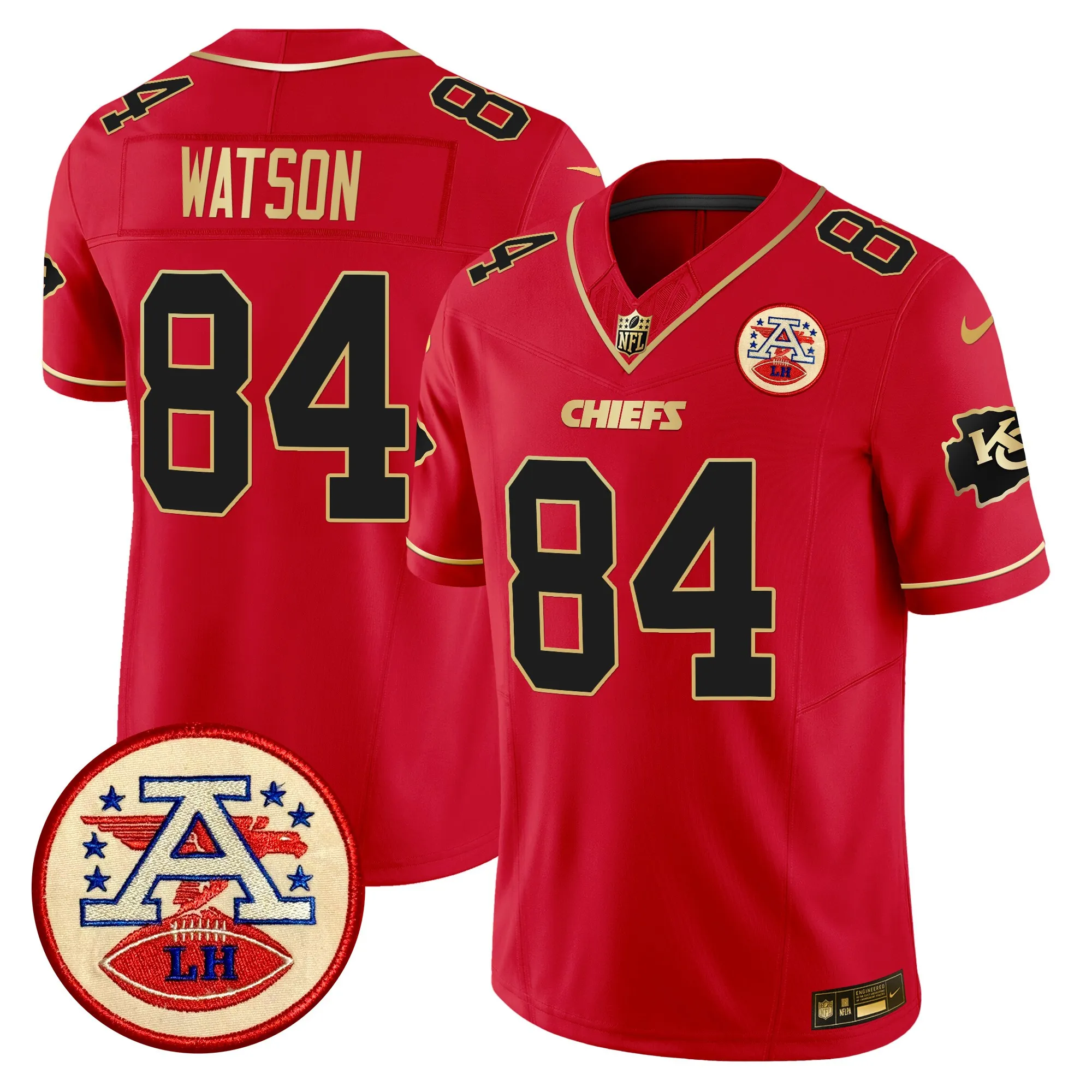 watson 84 kansas city chiefs 2024 lamar hunt patch vapor limited jersey all stitched