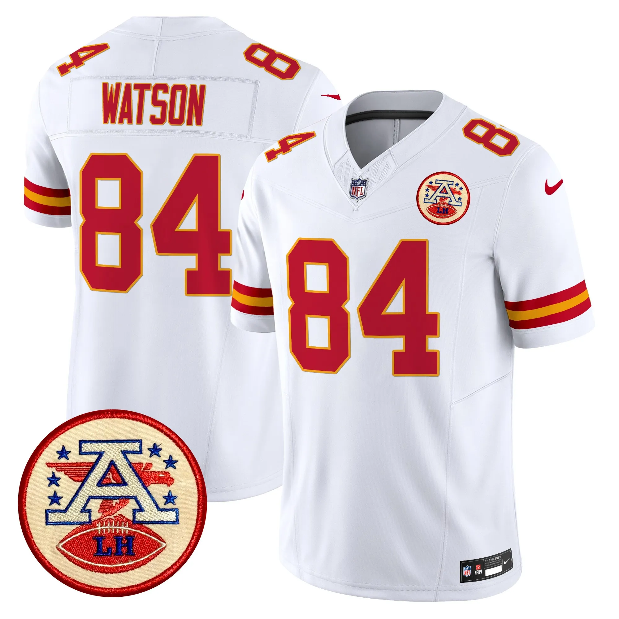 watson 84 kansas city chiefs 2024 lamar hunt patch vapor limited jersey all stitched