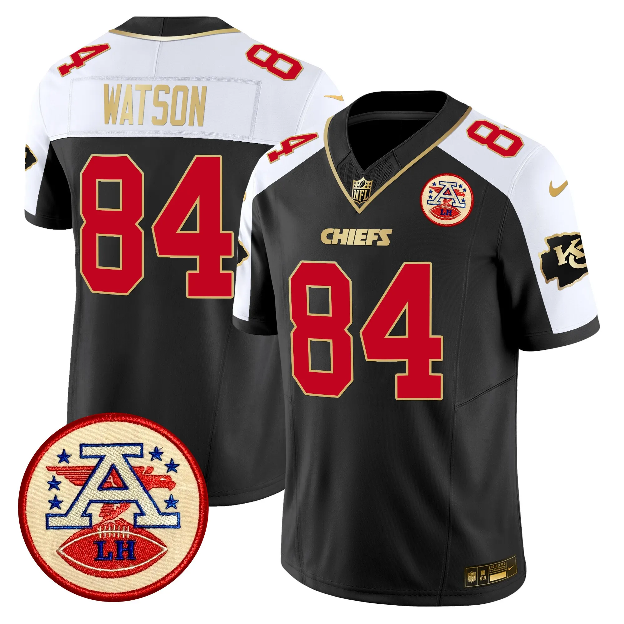 watson 84 kansas city chiefs 2024 lamar hunt patch vapor limited jersey all stitched