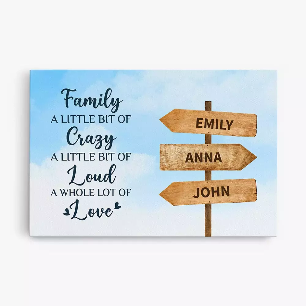 family a little bit of crazy a whole lot of love personalised gifts canvas for family