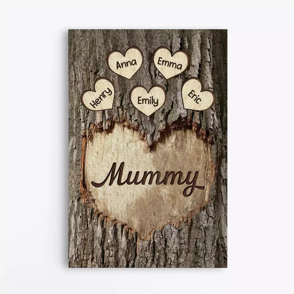family wooden heart personalised gifts canvas for family