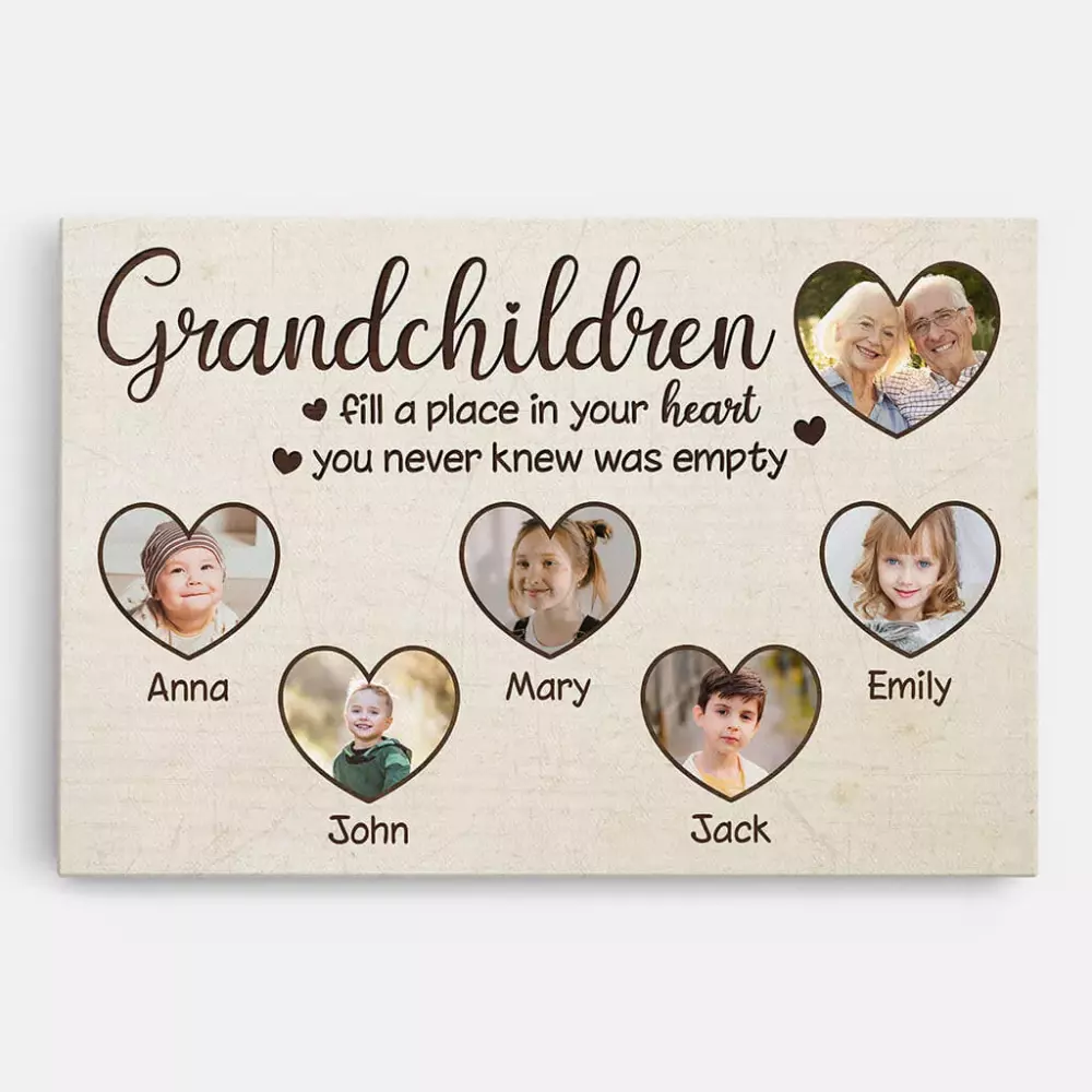 grandchildren fill a place in your heart you never knew was empty personalised gifts canvas for grandad grandma