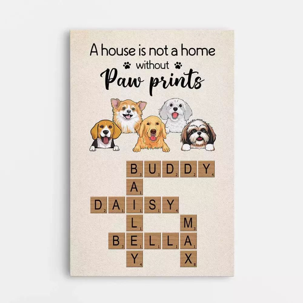 personalised a house is not a home without paw prints canvas for dog lovers