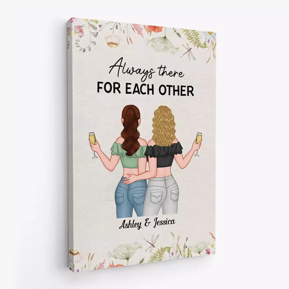 personalised always there for each other canvas for bestie 1